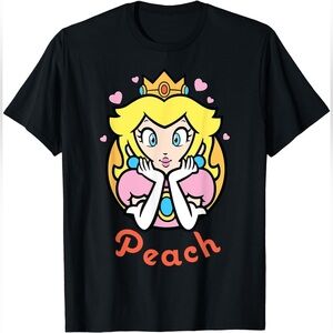 Super Mario Princess Peach Circle Portrait Logo T-Shirt (5/6T - Youth Small)